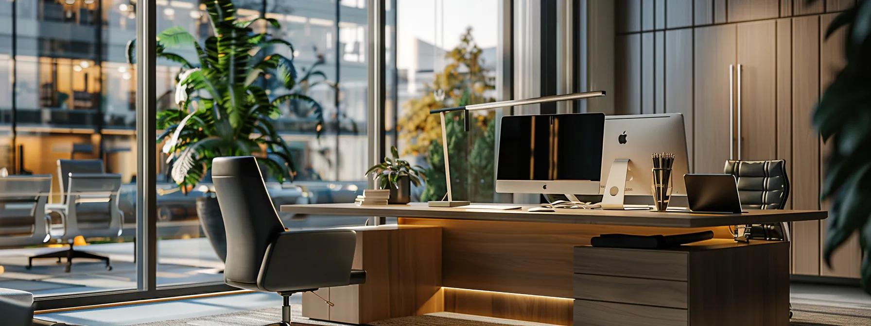 a a sleek office environment featuring 8b6d2725 1a02 446e a6ce 466d15e024a9