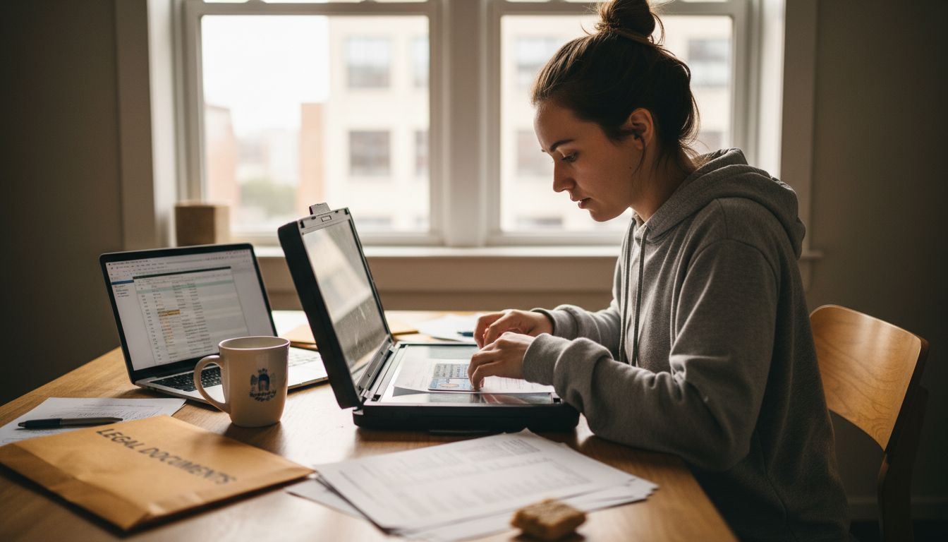 Person scanning documents for online notary