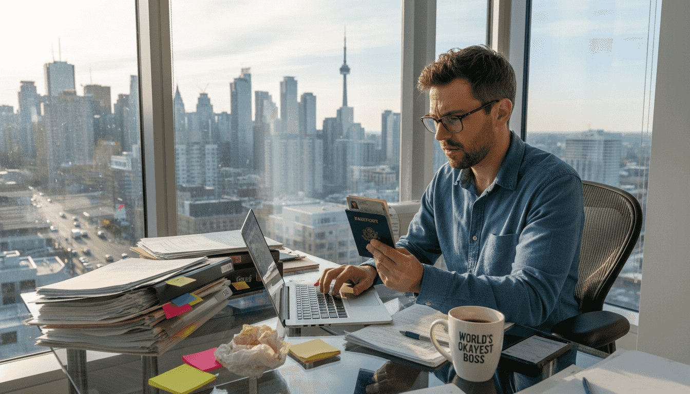 Ontario business owner handling online notary tasks