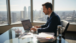 Man uploading Ontario business documents for notarization