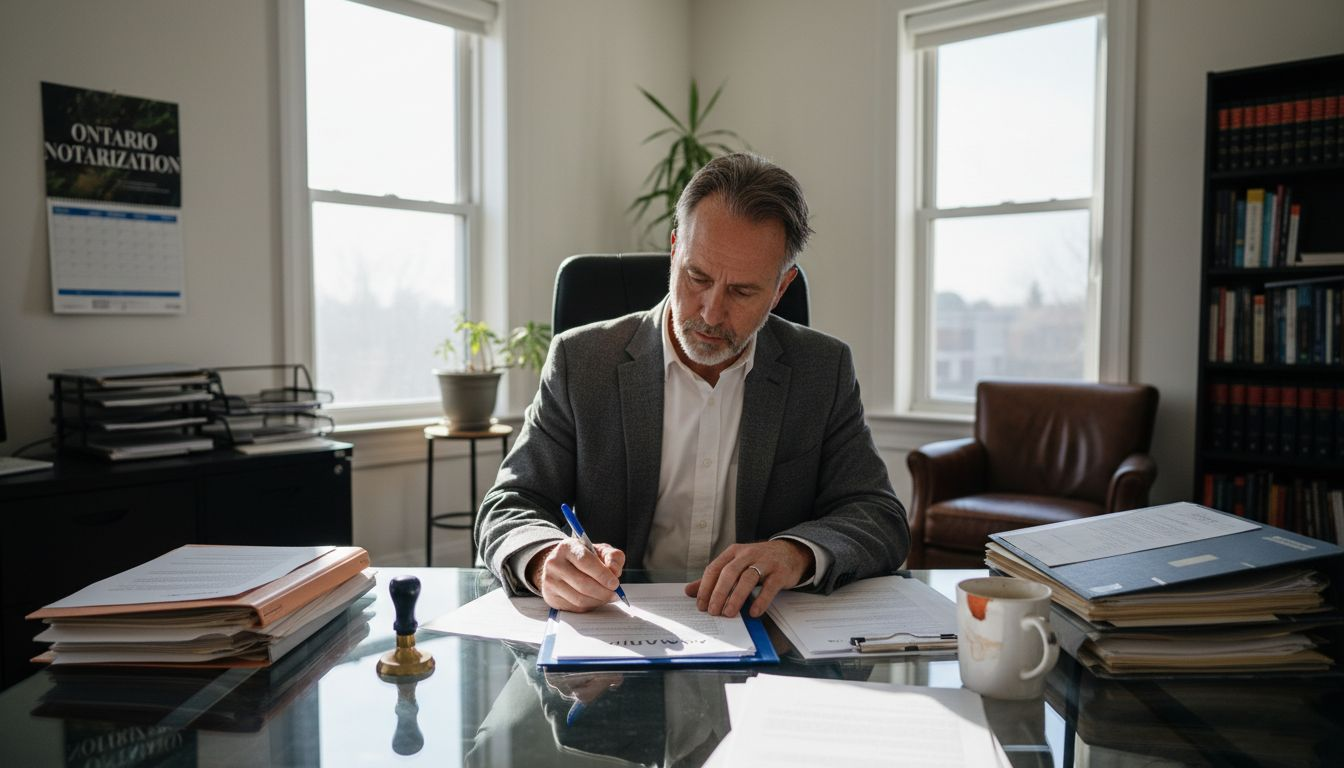 Man reviews affidavit in Ontario law office