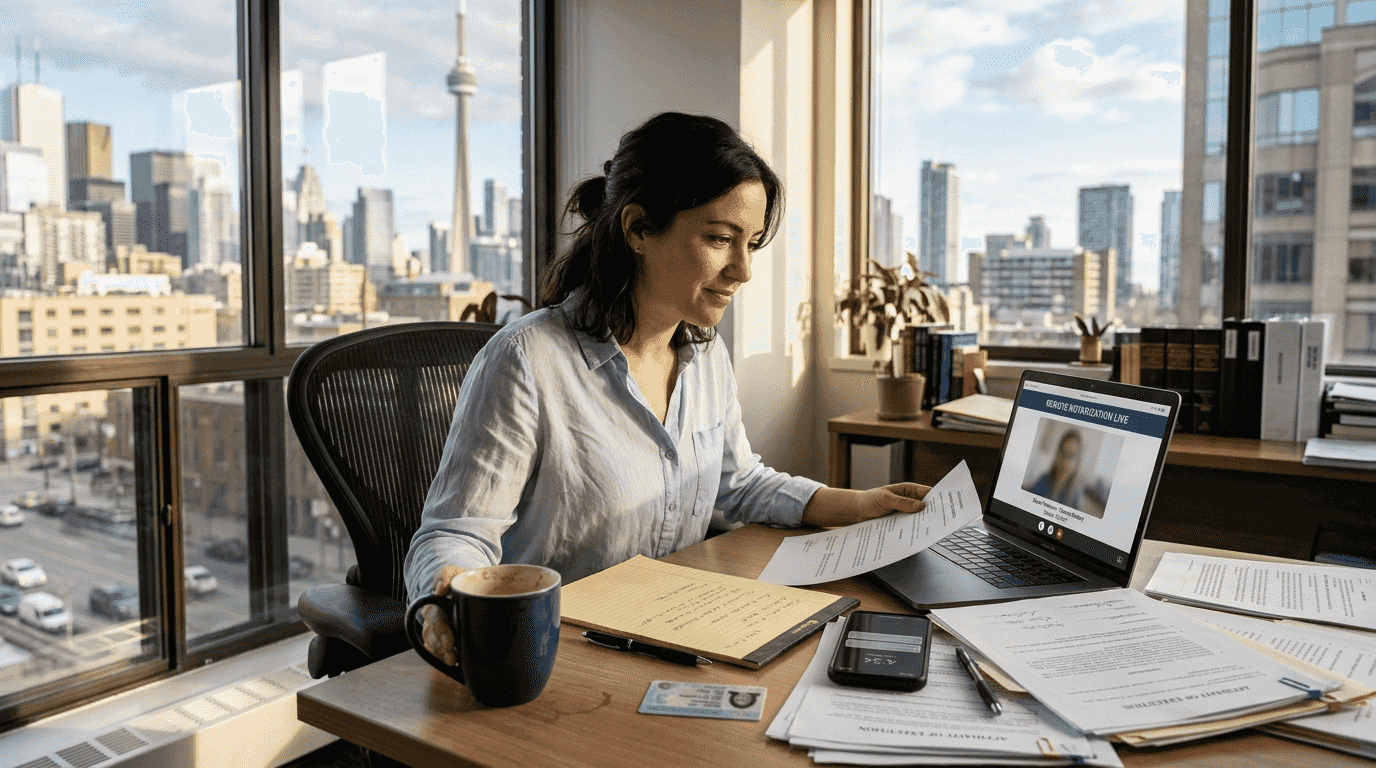 Legal professional preparing remote notarization