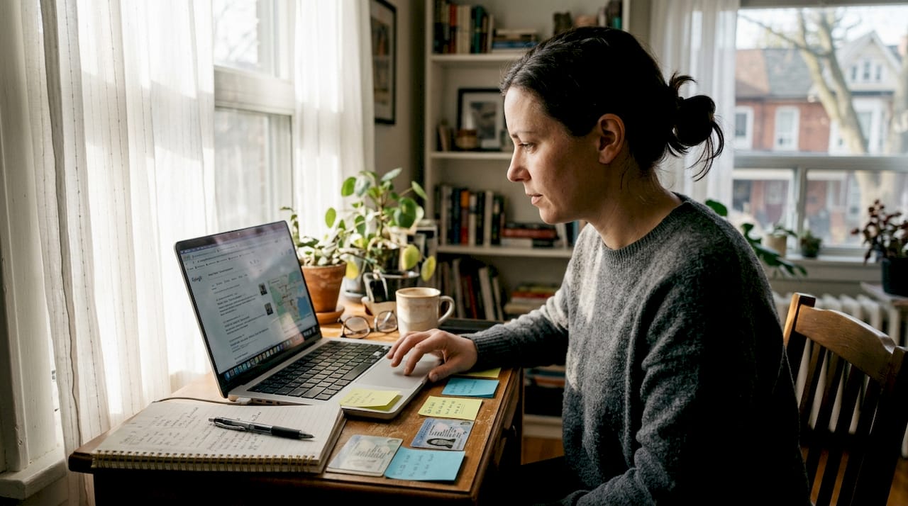 Woman searching for Ontario online notary
