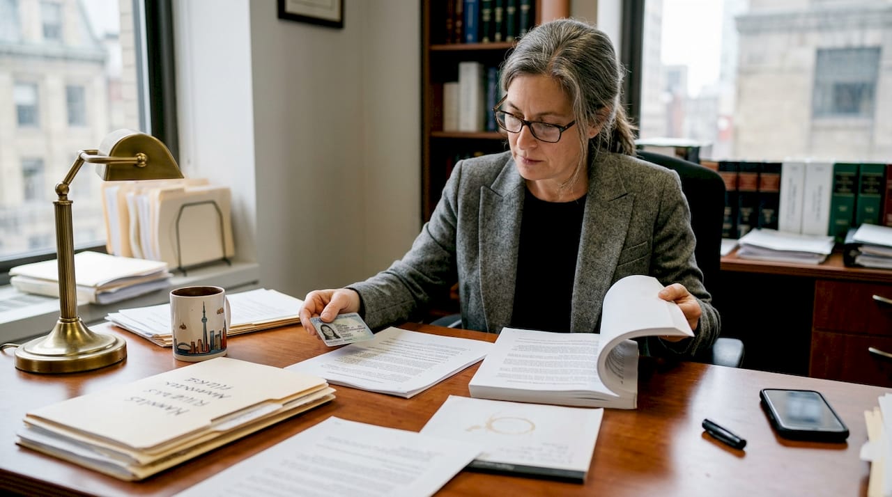 Lawyer verifying identity with Ontario documents