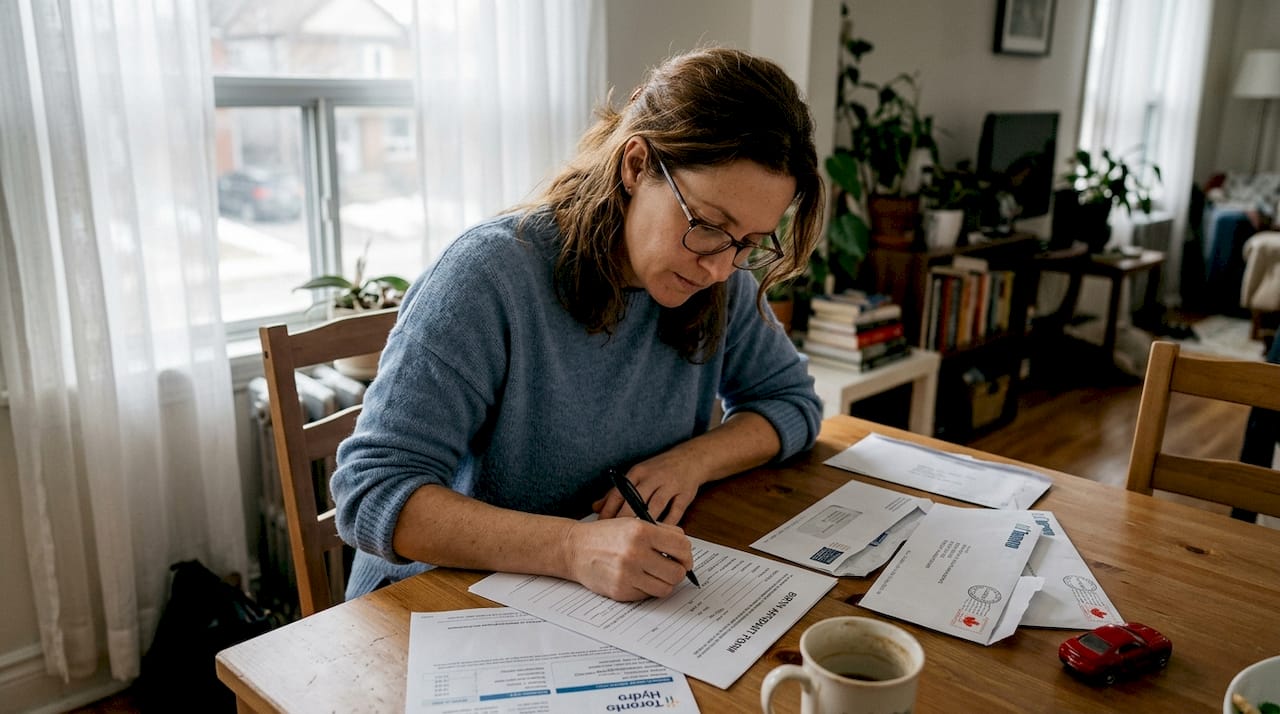 Parent completing birth affidavit paperwork