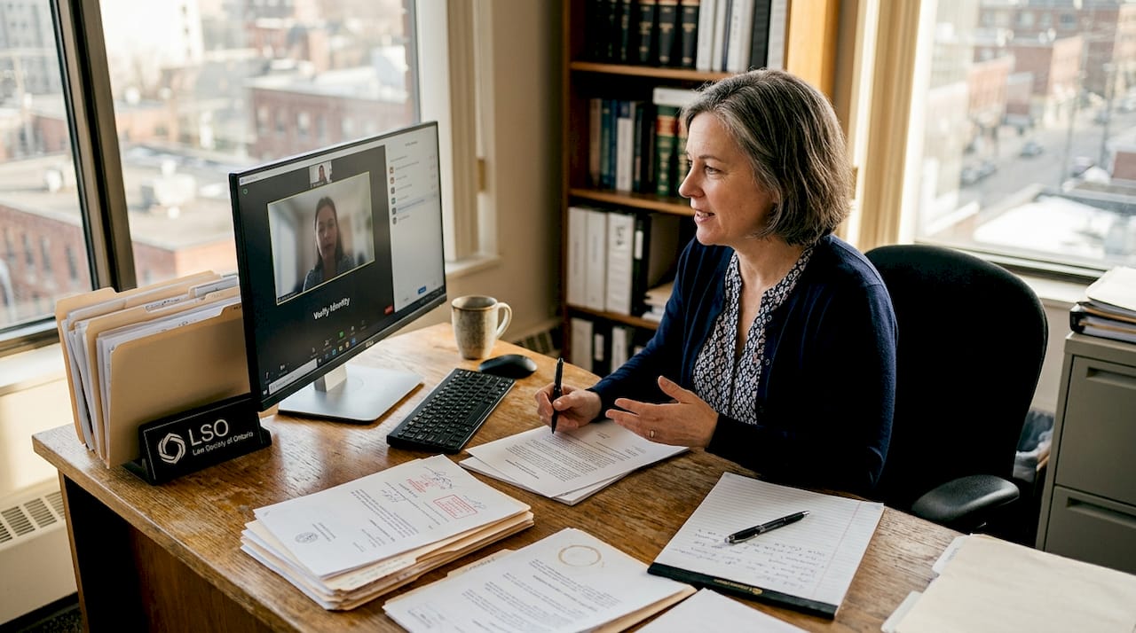 Ontario notary verifying documents via video chat