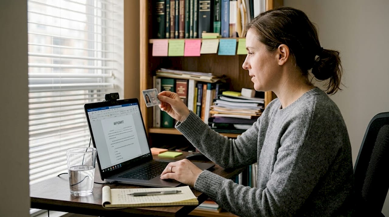 Legal professional using online notary service