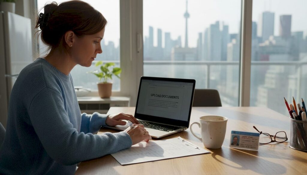 Woman prepares for online notary appointment