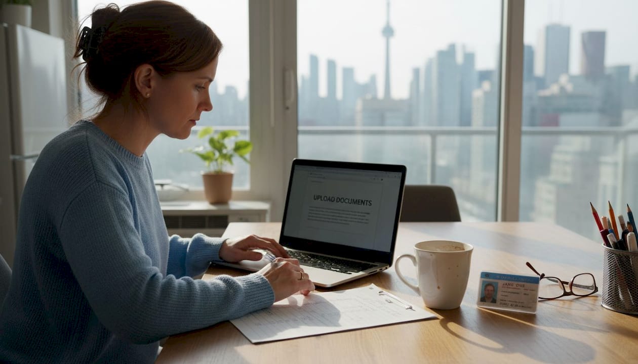 Woman prepares for online notary appointment