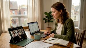 Person preparing an online affidavit at home