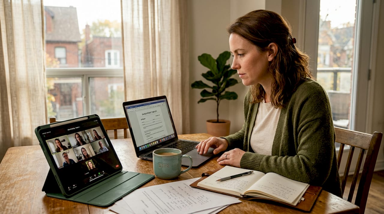 Person preparing an online affidavit at home